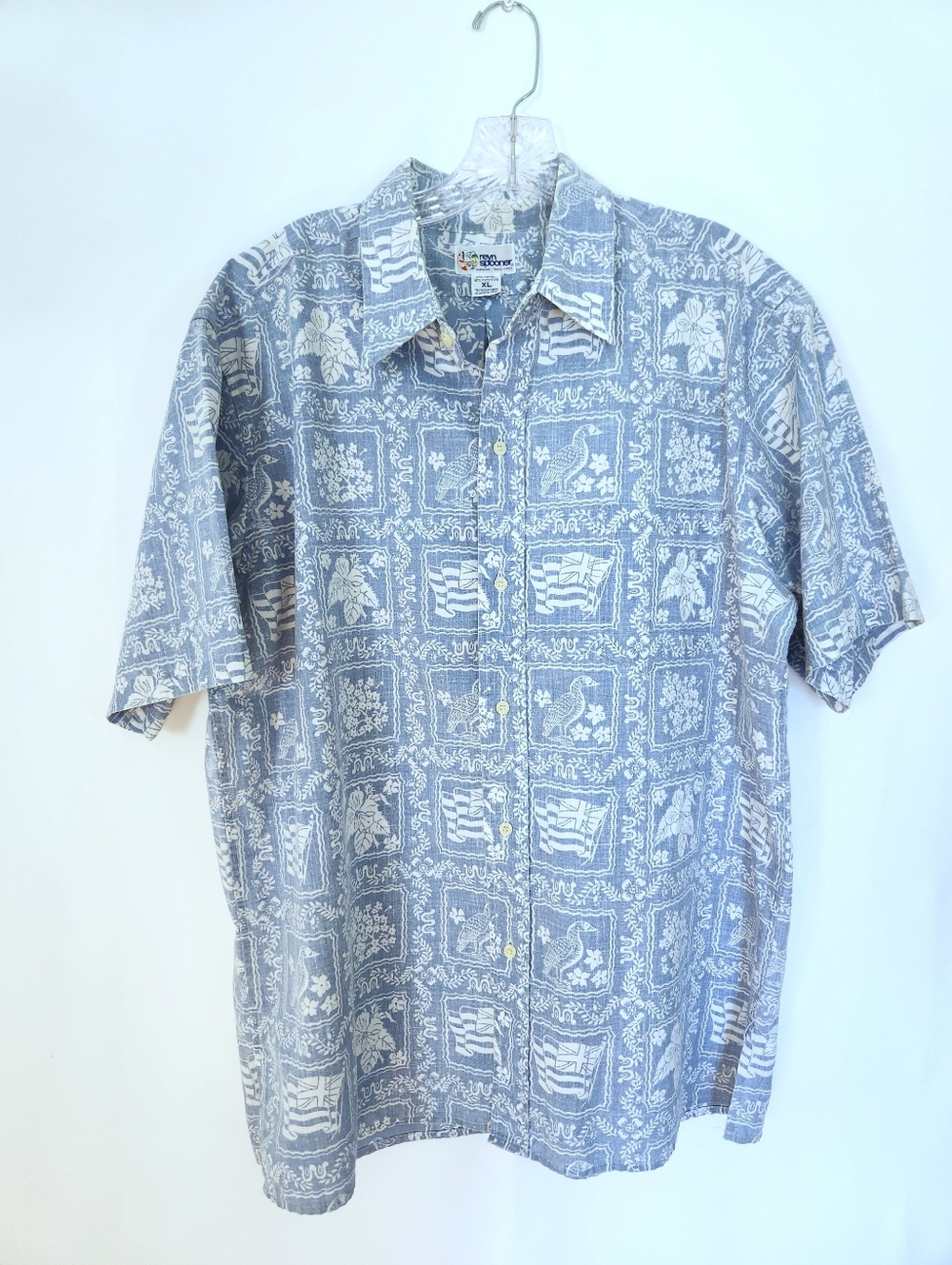 Reyn Spooner Vintage Lahaina Sailor Hawaiian Shirt Button Down XL Blue White